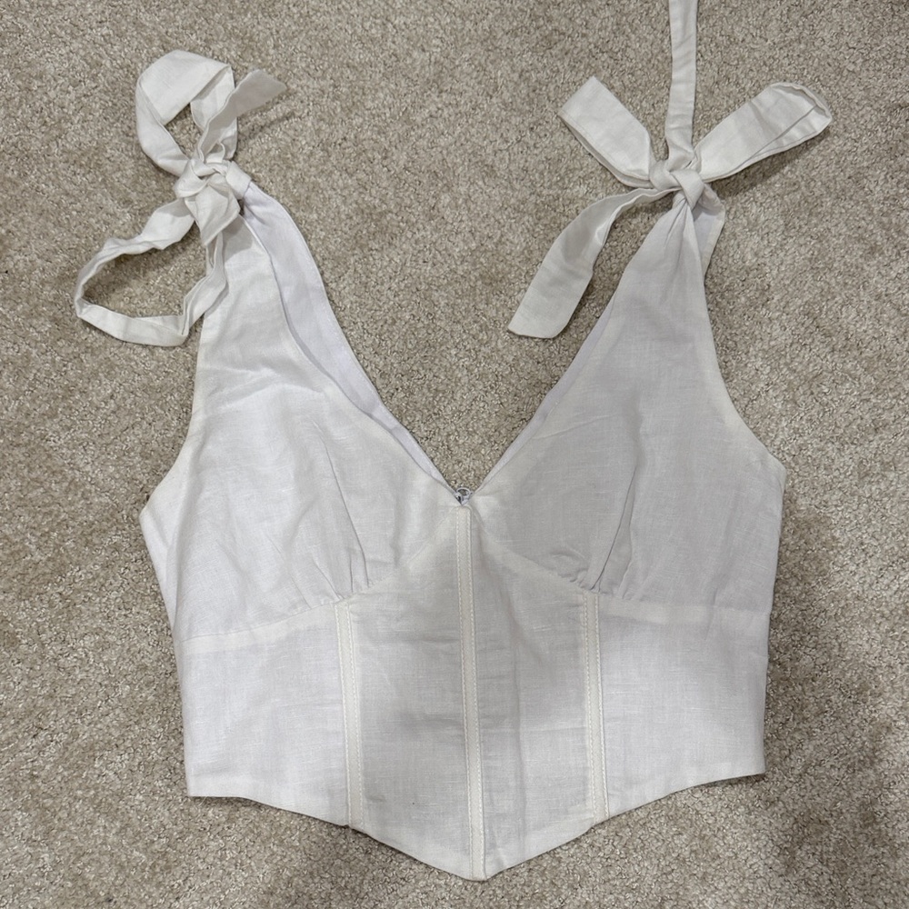 Peppermayo White Linen Corset Top